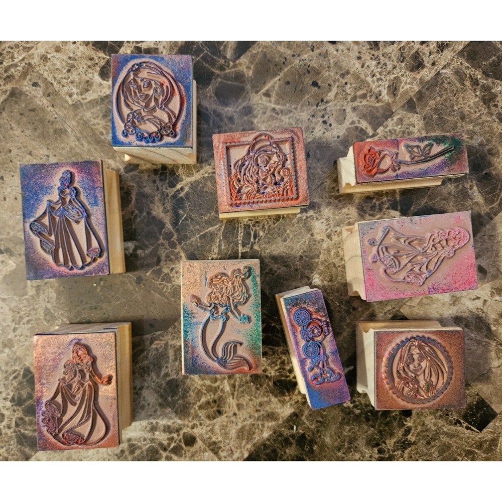 Wooden Disney Princess Rubber Stamps: Melissa & Doug Lot of‎ 9 - Picture 7 of 10
